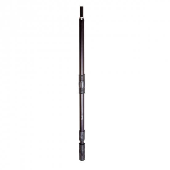 Columbia Extendable Handle made from billet aluminum and steel components with a black finish and black rubber grips, standing upright