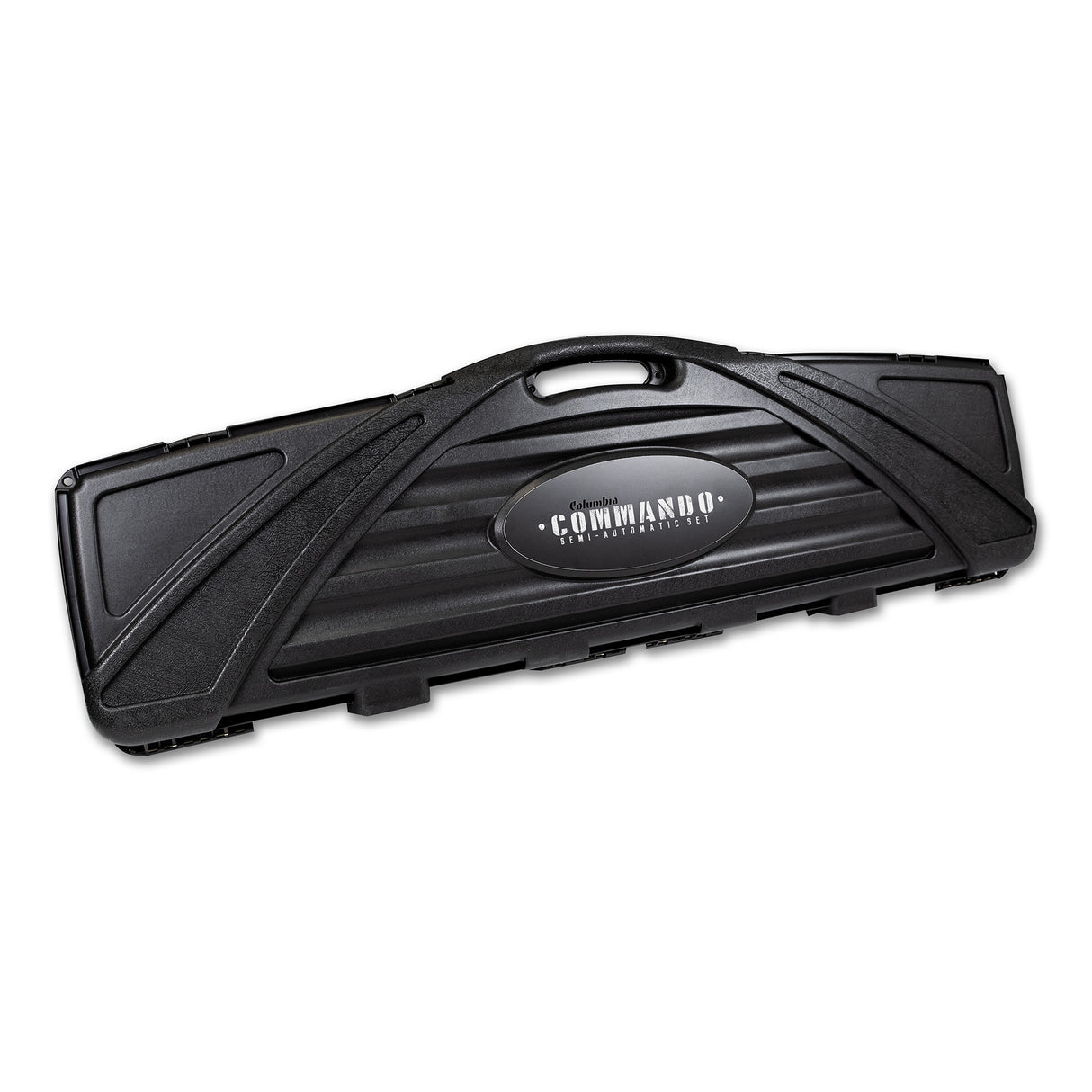 Black Columbia Commando semi-automatic taping tool case with handle and closed latches, front view