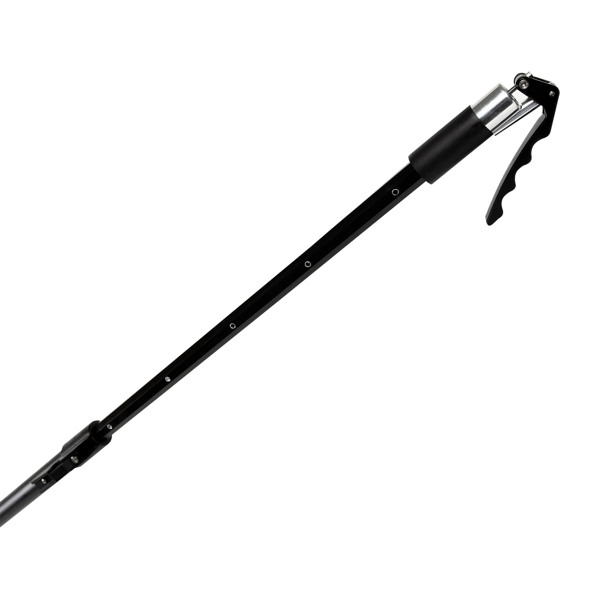 Close-up of extended Columbia Matrix Box Handle made of billet aluminum with black finish